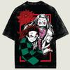 Anime Demon Slayer Tanjiro Washed T-Shirt 2026 Summer New Men Women Harajuku Cotton Retro Fashion Oversized Washed T-shirt Y2K