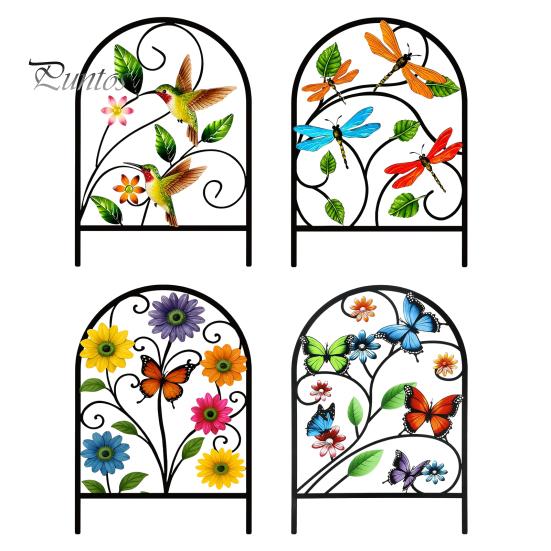Hinterhof Blumenbeet Begrenzung Gartenzaun Tierbarriere, Schmetterling Floral Metalldraht Panel Begrenzung, Gebogenes Dekoratives Panel, Barriere für Hunde, Kaninchen,