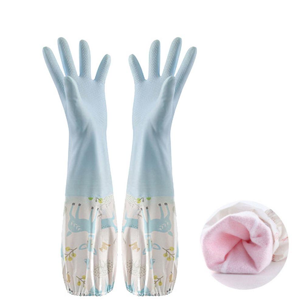 Single Layer Rubber Plush Elastic Band Cleaning Dishwashing Tools Gloves Kitchen Accessories Sleeve