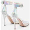 Women's Sandals Summer 2025 Patent Sexy Peep toe Stiletto High Heels Luxury Silver Strappy Wedding Dance Shoes Ladies Big Size