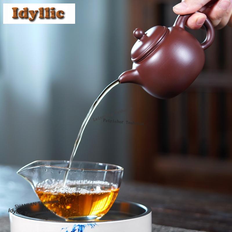 240ml Authentic Yixing Purple Clay Teapots Handmade Páo Zūn Pot Raw Ore Zhu Mud Kettle Chinese Zisha Tea Set Teaware Decoration