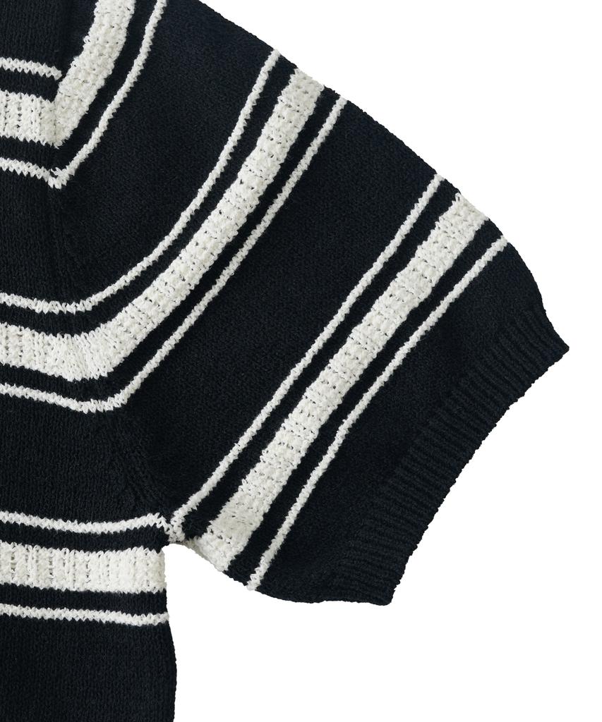 ANALOG MOOD Modern Striped Short Sleeve Knit (Black)