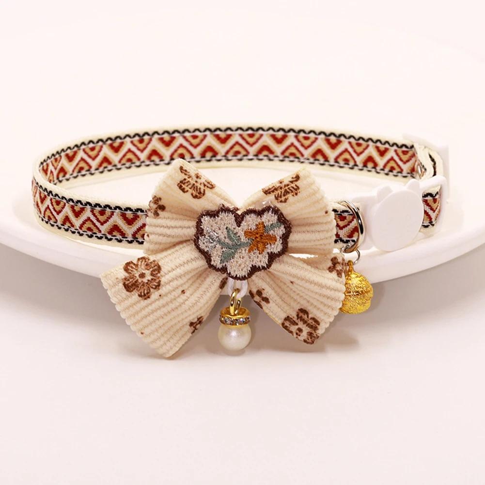 2026 Hot Sales Kitten Necklace Pet Collars for Small Dog Necklace Party Photo Props Cute Adjustable Pet Cat Collar Bell Collar