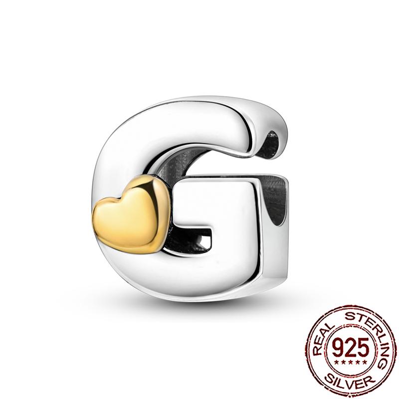 New Stylish Charms Genuine Copper Heart Alphabet Letter A B C Charm Beads Fit Snake Chain Arm Bracelet Necklace Women Do-It-Yourself Jewelry