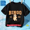 Kids Bluey Cartoon T-Shirt Autumn Winter Printed Short Sleeve Tee Cozy Casual Play Top for Boys Girls