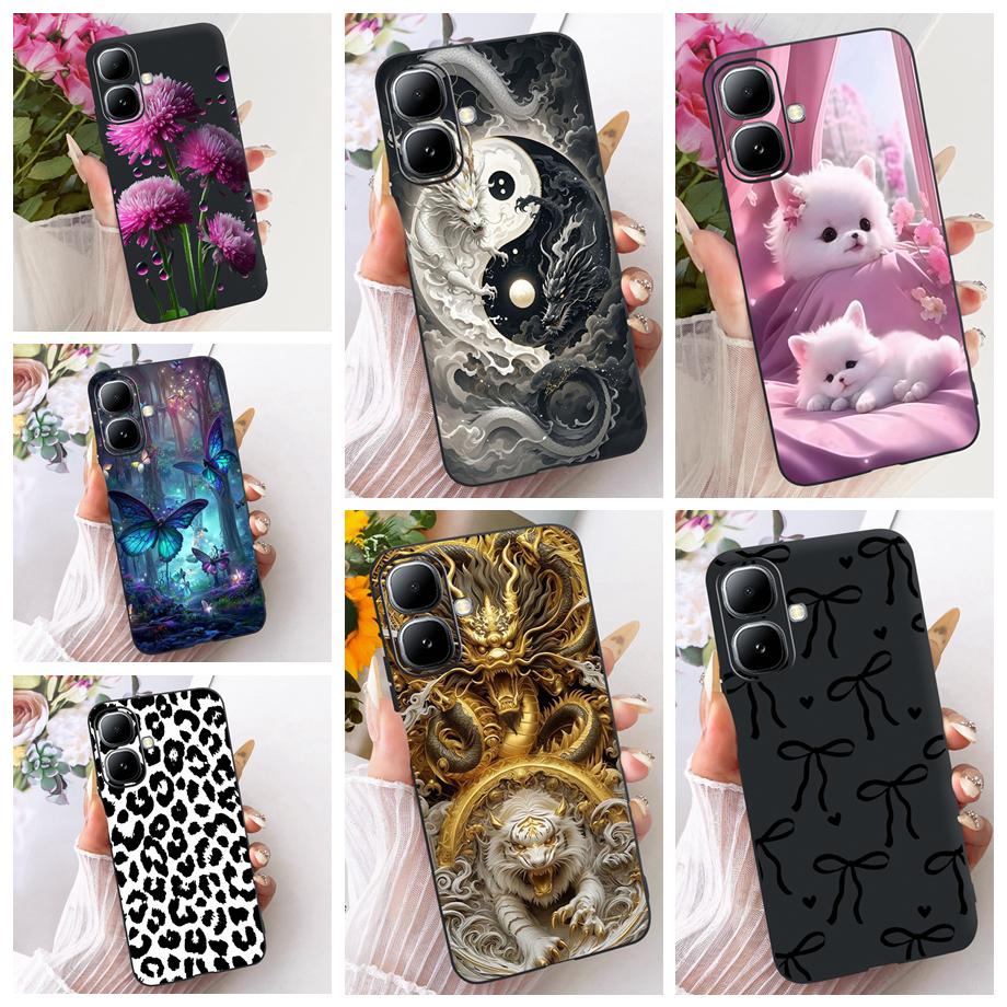 For Infinix Smart 20 4G X6840 Smart20 Phone Case Soft Black Silicone Cover Butterfly Dragon Cat Floral Painting Bumper Funda