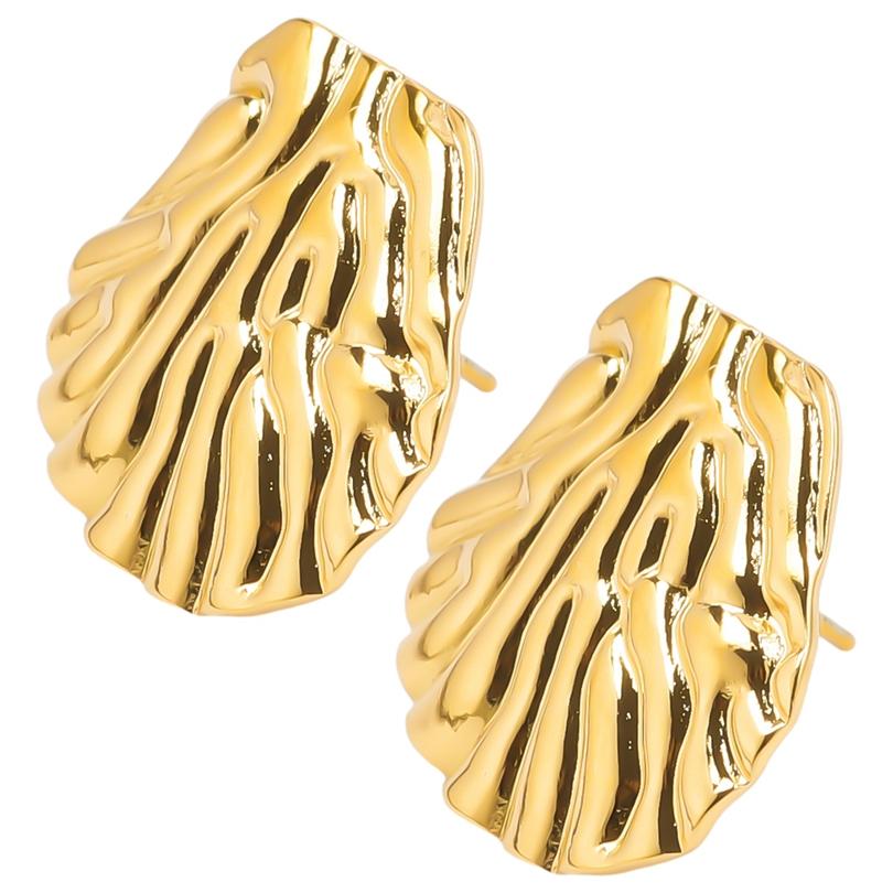 Never Fade Gold Color Earrings With Earplug Round Heart Shell Fashion Jewelry Stainless Steel Earrings For Women Men Accessories