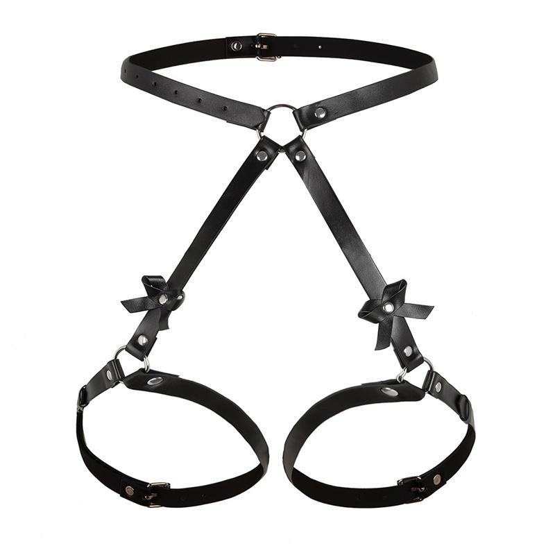 Sm Sexy Women Leather Bowknot Harness Garter Belt Stocking Suspenders Straps Body Bondage Leg Strap Adult Products Sex Toys for Couples