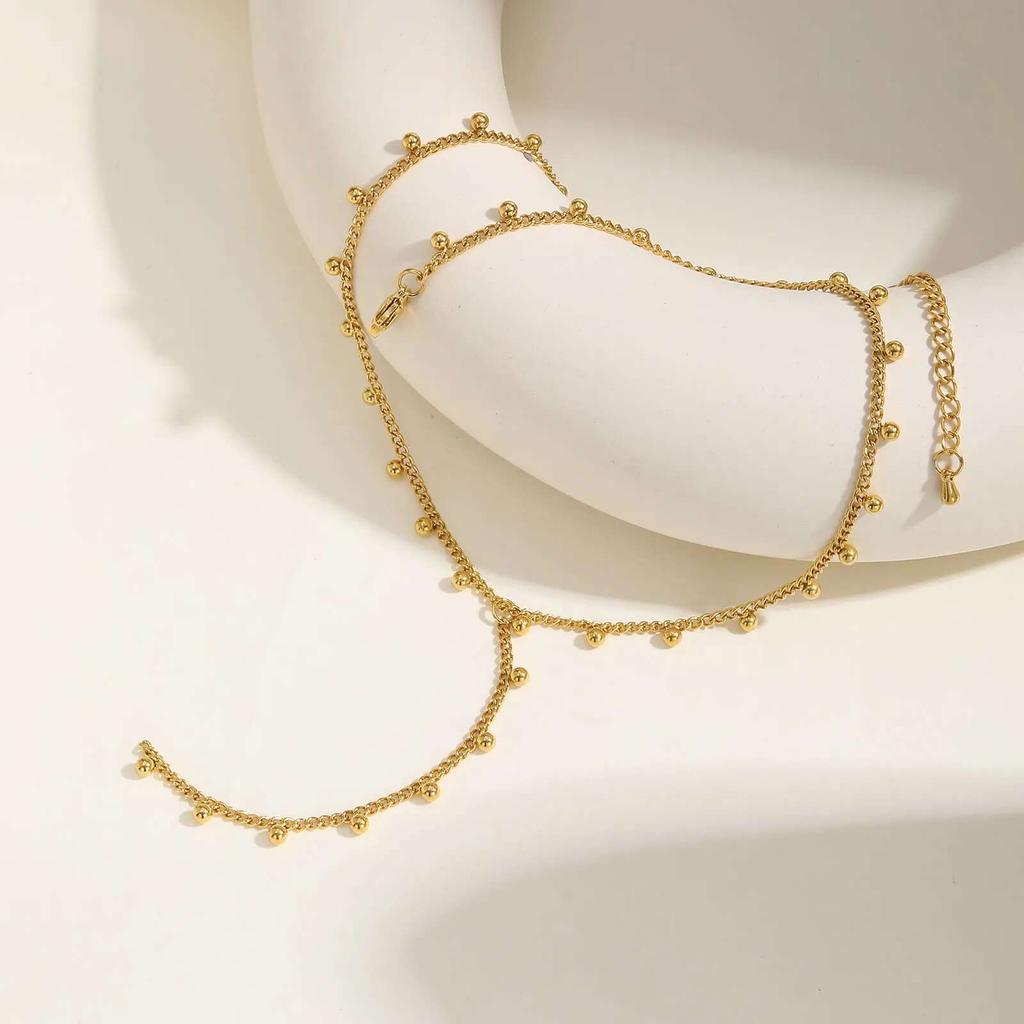 Prjewel Simple Beads Y-Shaped Tassel Necklace For Women Gold Color Frame Chain Necklaces Fashion Stainless Steel Jewelry New