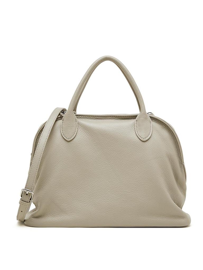 Retro Minimalist Women's Bowling Bag - Genuine Leather Cowhide Shell Handbag Tote