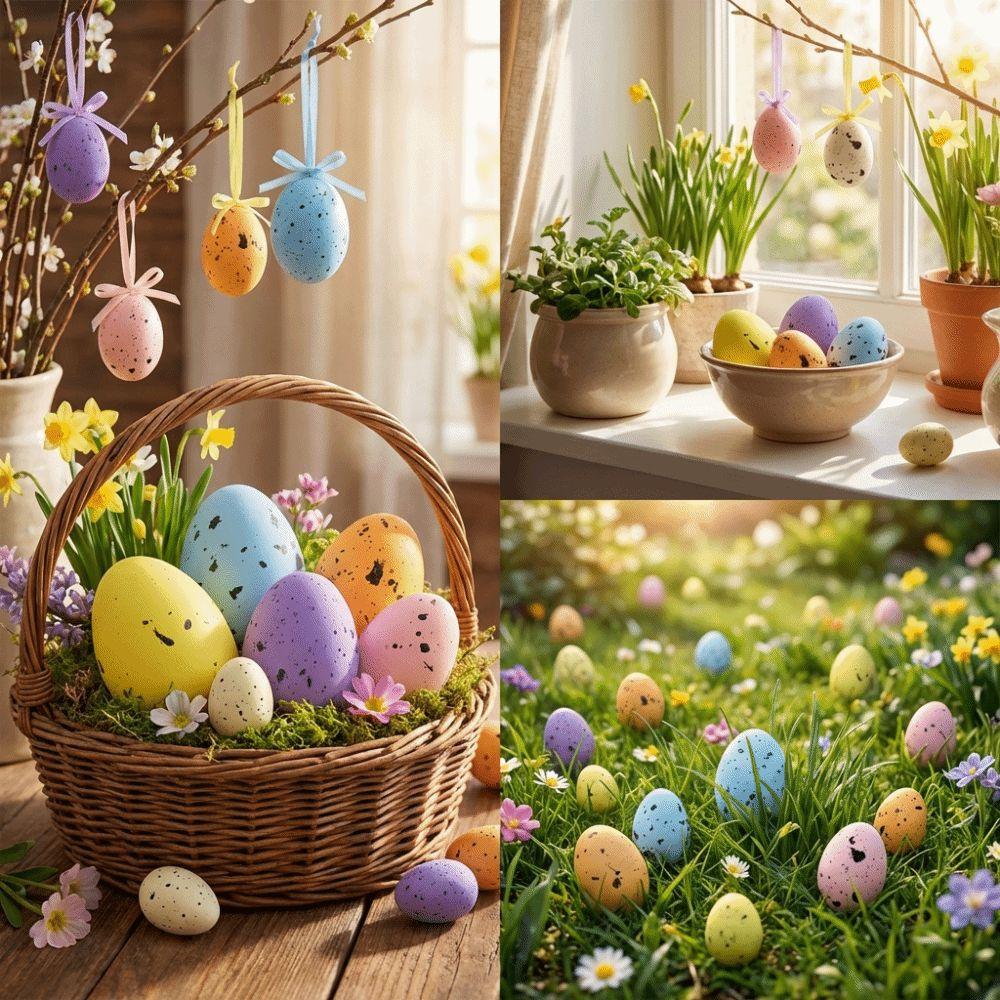 200Pcs Colorful Foam Easter Eggs Basket Stuff Easter Hanging Egg Children Activity