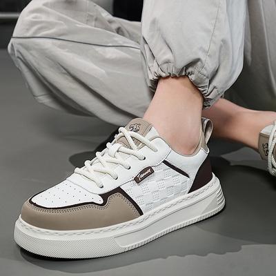 FashionThick Bottom Men Casual Shoes Stylish Leather Skate Shoes Men New Arrival Lace-Up Mens Sneakers Breathable Men's Vulcanize Shoes