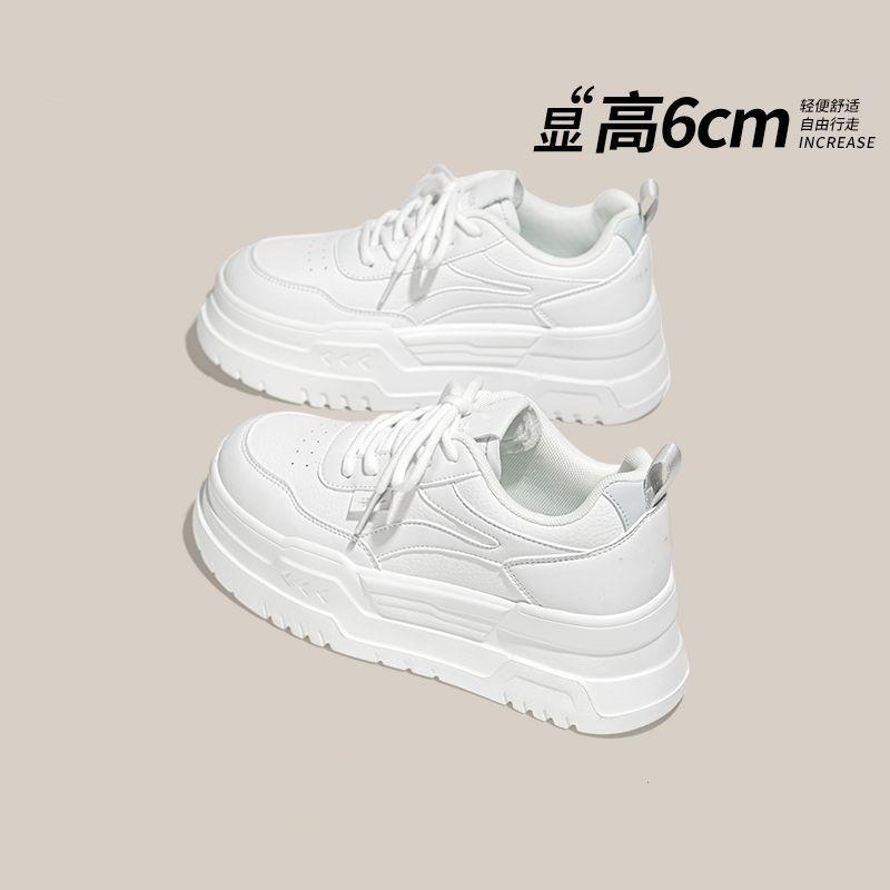 Platform white shoes women's 2025 spring and autumn new breathable fashion versatile panda sports and leisure board shoes white