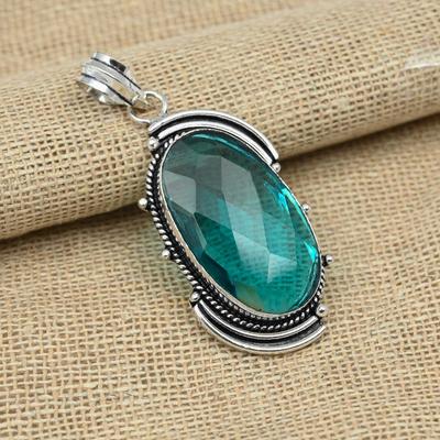 Tormalina indicolite sfaccettata, ciondolo in argento sterling massiccio con pietra preziosa, regalo fatto a mano