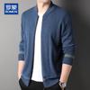 ROMON Men's 100% Cashmere Baseball Collar Zipper Cardigan