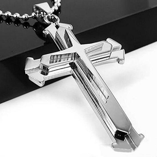 Men's Hot-Selling Three-Layer Cross Pendant Necklace Jewelry