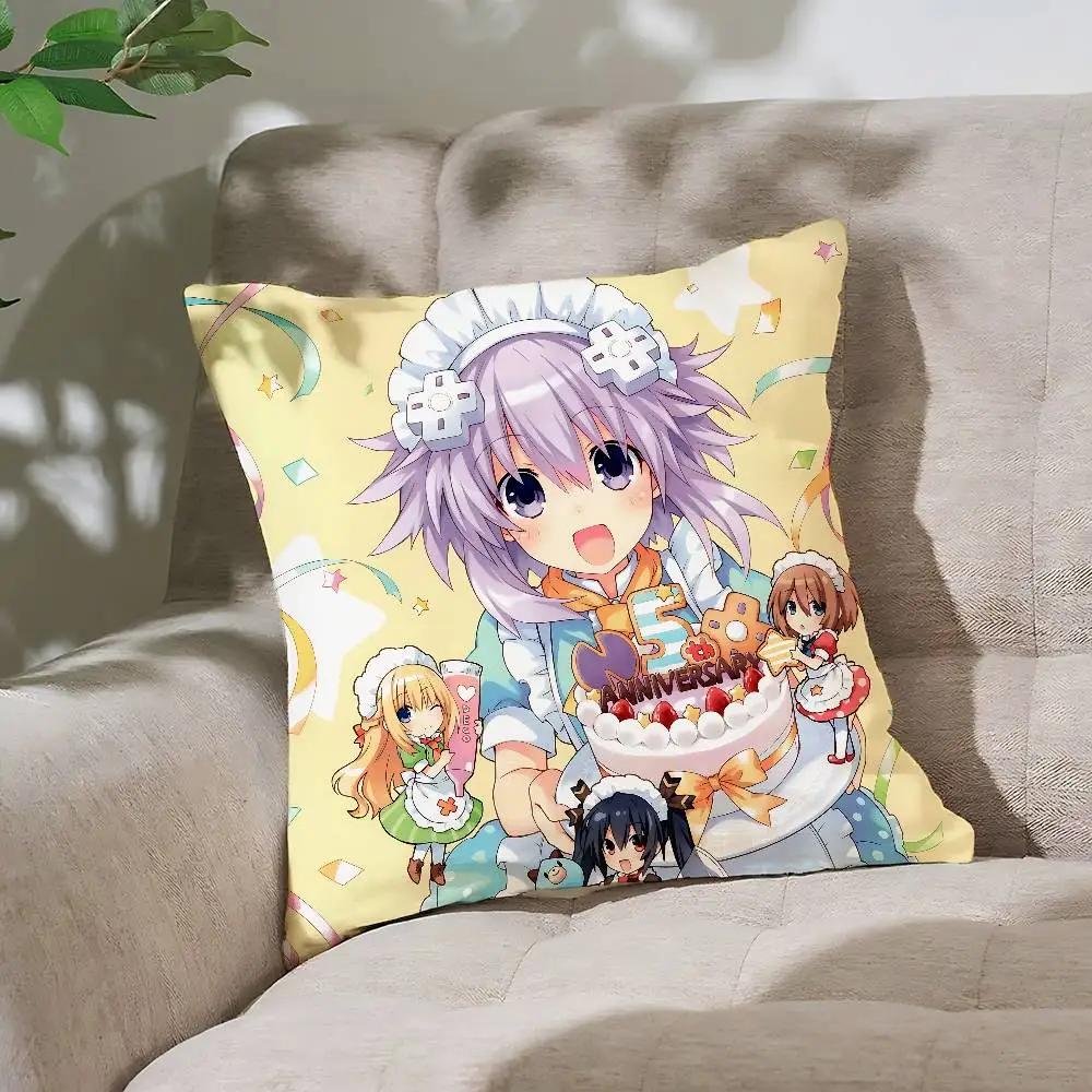 Hyperdimension N-Neptunia Pillow Case Cushion Cover Soft Cute Throw Pillow Case For Car Sofa Pillowcase Polyester With Zipper