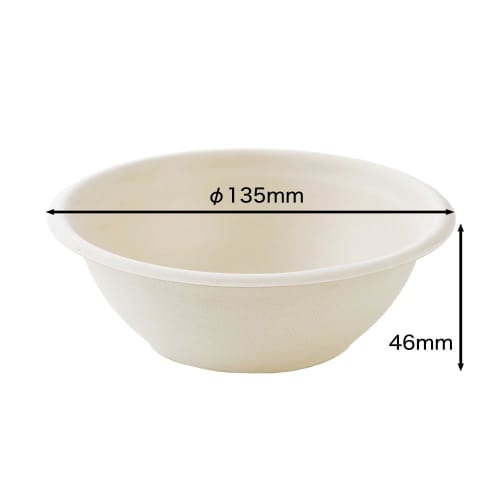 ECO&BASIC Paper Plates and Bowls, Small, 13.5cm (approx. 380ml), Pack of 50, Disposable, Microwaveable, Made with Unbleached Bagasse, Stylish, Stain-R