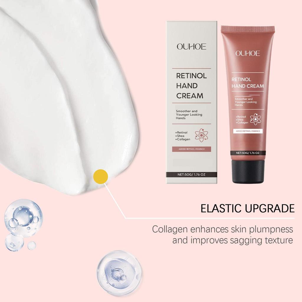 OUHOE Retinol Moisturizing Hand Cream + AMZ Retinol Essence Combination Facial and Hand Dual Care Moisturizing, nourishing and improving dry skin