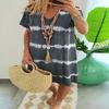 Women Summer V Neck Beach Dress Casual Loose Tie Dye Printed Short Sleeve Pullover Midi Dress