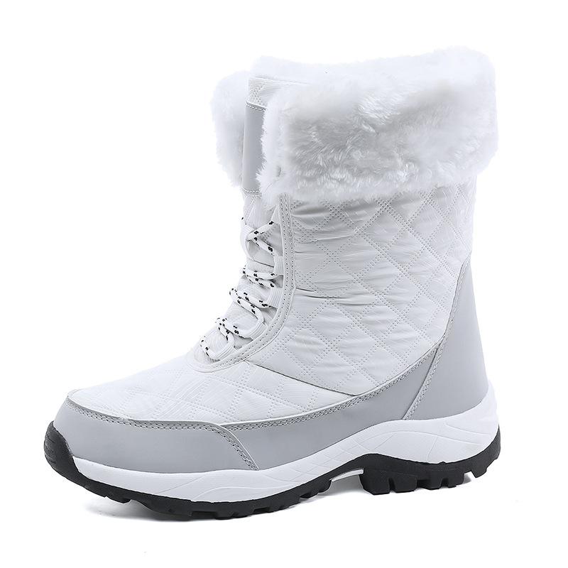 Waterproof Snow Boots With Zipper Warmth Insulated Cushioned Outdoor Winter Shoes