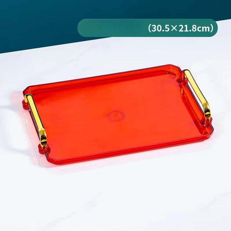 Rectangular Light Luxury European Acrylic Decorative Rectangular with Handle Household Tableware Tray