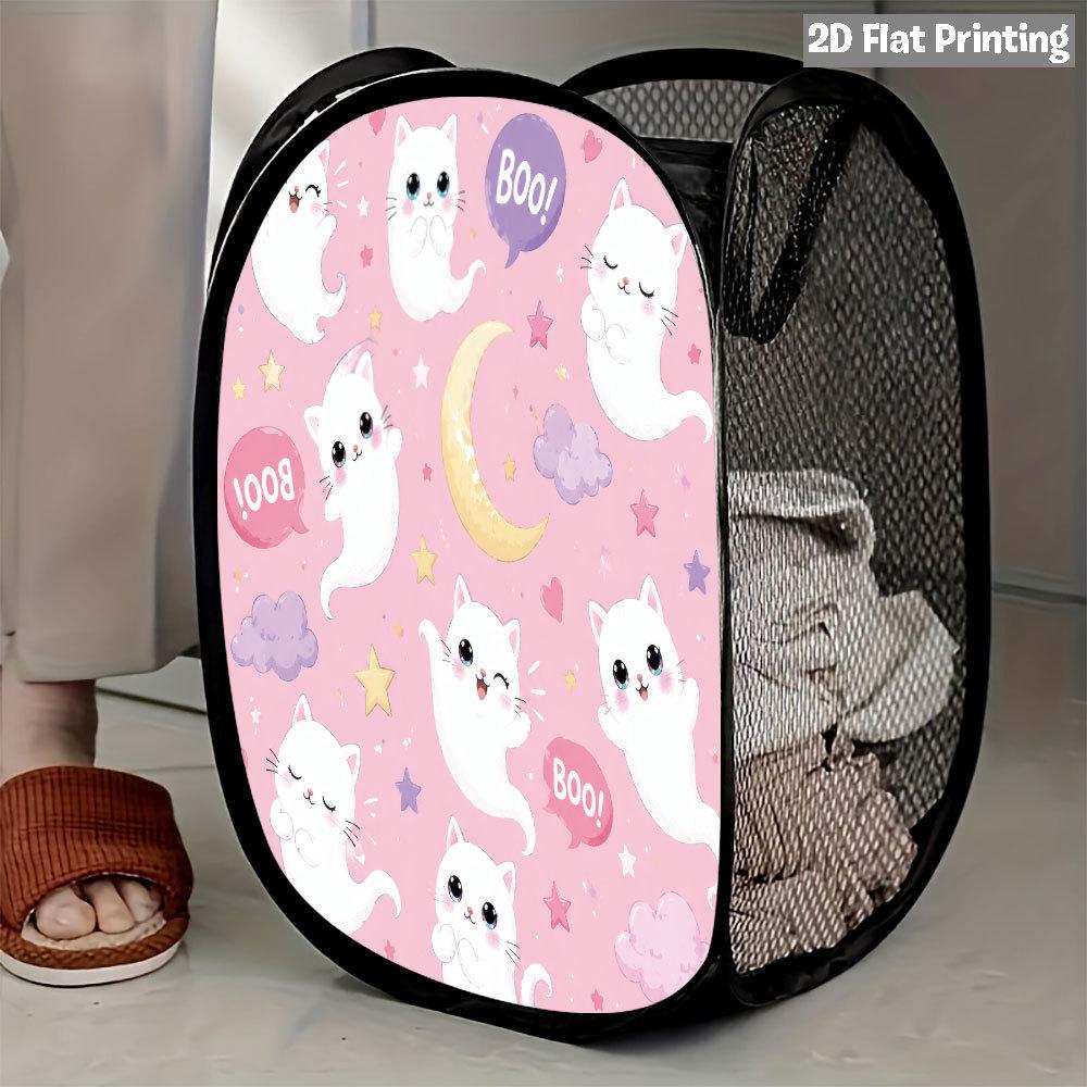 1Pcs Halloween Series 4 Pop-Up Laundry Hamper Expandable Mesh Hamper Basket for Room Bedroom Bathroom Organization Contemporary Storage