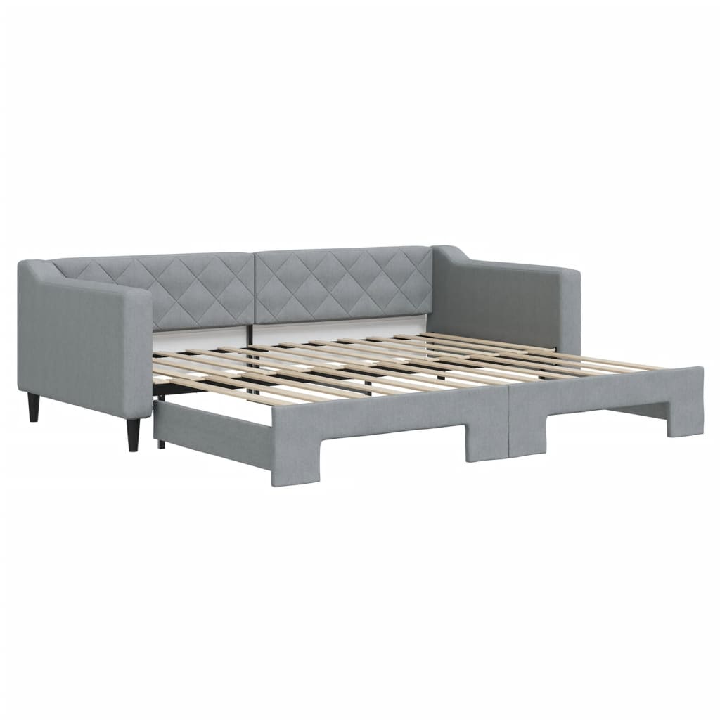 2 in 1 Pull Out Daybed Light Grey 90 x 200 cm Fabric