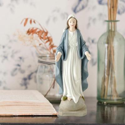 Mary Statue Blessed Mother Sculpture Desk Decoration Hand Painted Religious Gift for Dinning