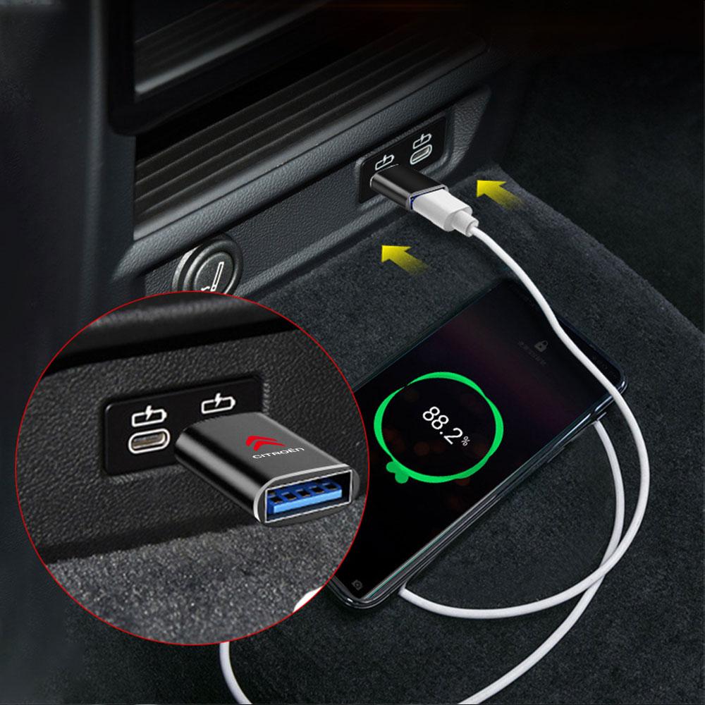 OTG USB 3.0 To Type C Adapter Mini Converter Phone Charging Cable Charger For Citroen C1 C3 C4 C4L C5 C6 VTS C-ELYSEE DS3 DS5 DS