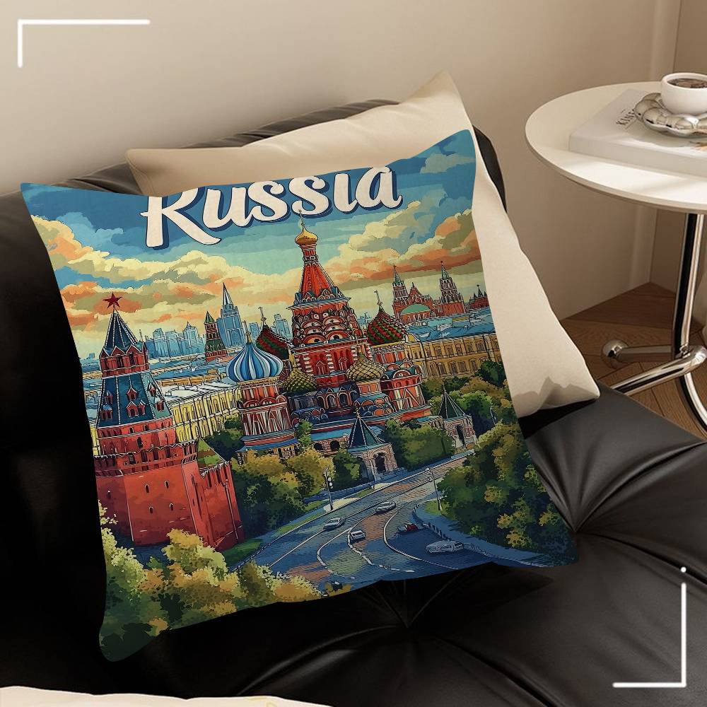 World Famous Tourist Cities Cushion Cover Inches Farmhouse Decor Home Throw Pillow Covers For Couch Decorations