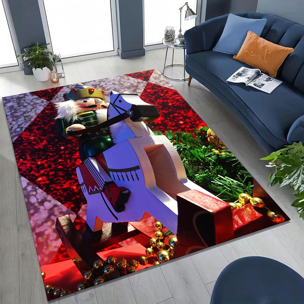 2026 New Nutcracker Merry Christmas Tree Cartoon Puppet Gift Carpet Rug for Bedroom Living Room Sofa Home Doormat Decor,Non-slip