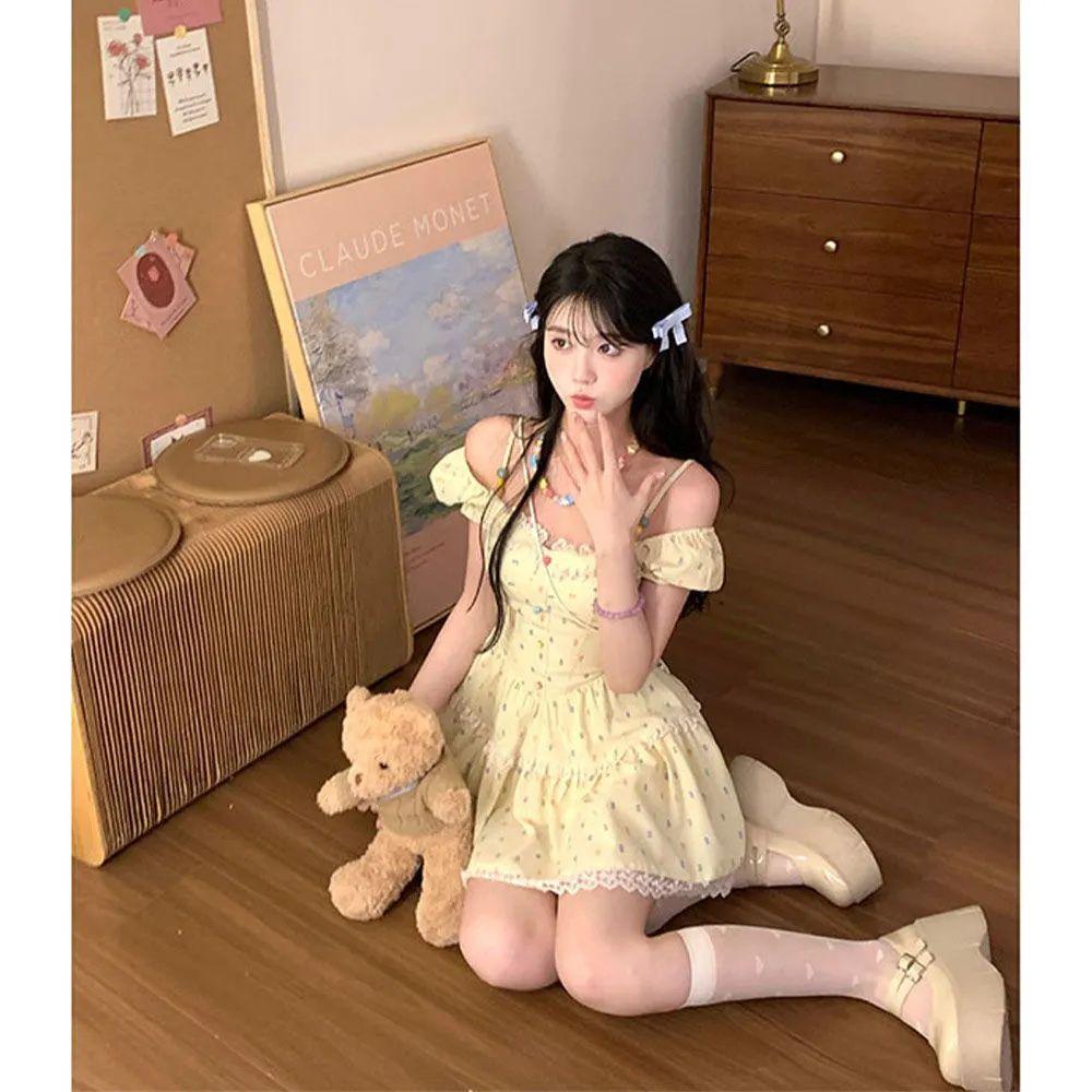 French Sweet Spice Girl Small Design Sense Short Sleeve Dress Women's Summer New Niche Suspender Short Dress