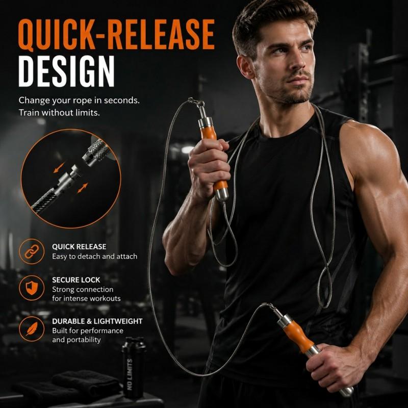 Professional Speed Jump Rope With Quick-Release Buckle Replaceable 3mm/5mm Steel Cable Silicone-Aluminum Handle Fitness