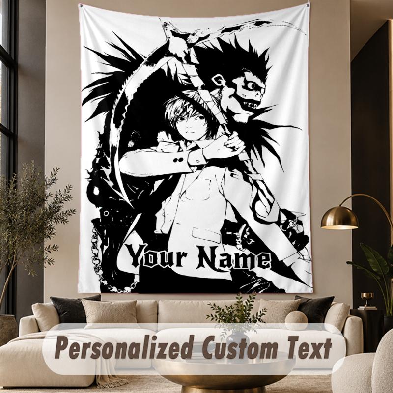 Custom Text Printed Tapestry Death Note Pattern Large Wall Hanging Indoor Room Decor