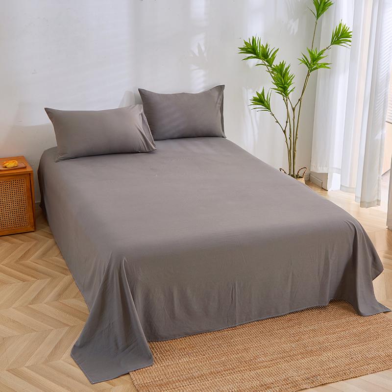 Washed Cotton Soft Bed Sheet - Skin-Friendly, Minimalist Design, Extra Large for Double Bed, All-Seasons, Perfect for Dorms