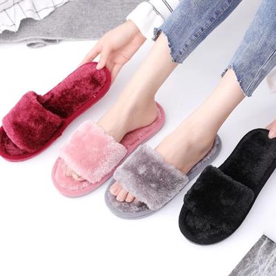 Women Slippers New Fashion Plush Shallow Mouth Indoor Outdoor Flip-flop Casual Bedroom Solid Color Slides Flat Shoes