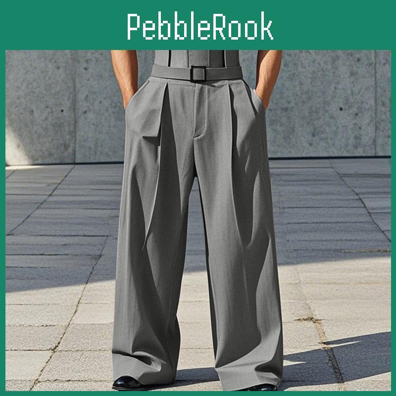 Men Waist High Zipper Incerun Straight Pants Solid Casual Loose Long Trousers