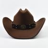 Men Women Vintage Big-edge Western Cowboy Hat  Gentleman Cowgirl Jazz Hat Cloche Church Caps