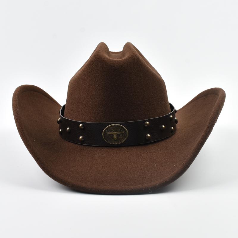 Men Women Vintage Big-edge Western Cowboy Hat  Gentleman Cowgirl Jazz Hat Cloche Church Caps