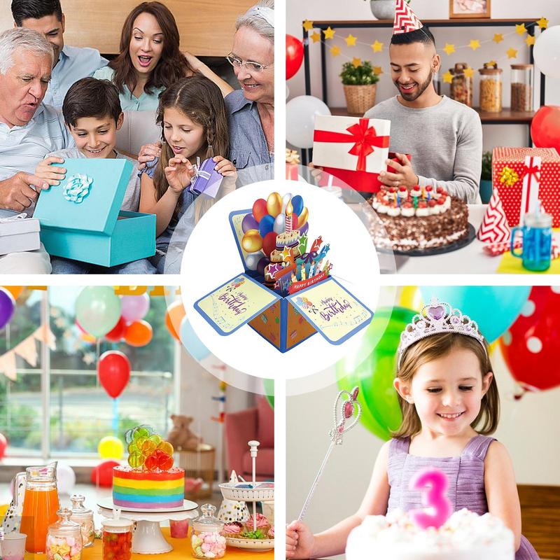 Pop Up Birthday Card 3D Happy Birthday Card With Music And Light Blowable Light Candle Popup Postcards For Greeting Decorations