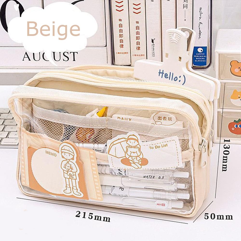 3 Layer Transparent Large Capacity Simple Pencil Case Multi Functional Pen Bag Pouch for Students School Stationery Supplies