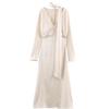 European American Women's Silk Satin Scarf Dress - Fashionable and Slim-Fitting with Chic Temperament