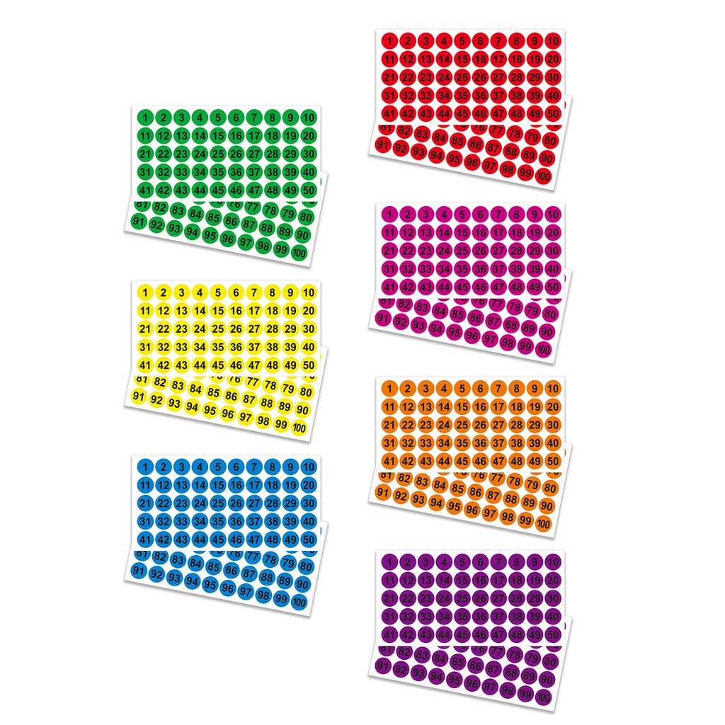 50 Sheets Number Stickers Round 1-100 25mm Consecutive Numbers Self-Adhesive Numbers Stickers for School Office Locker