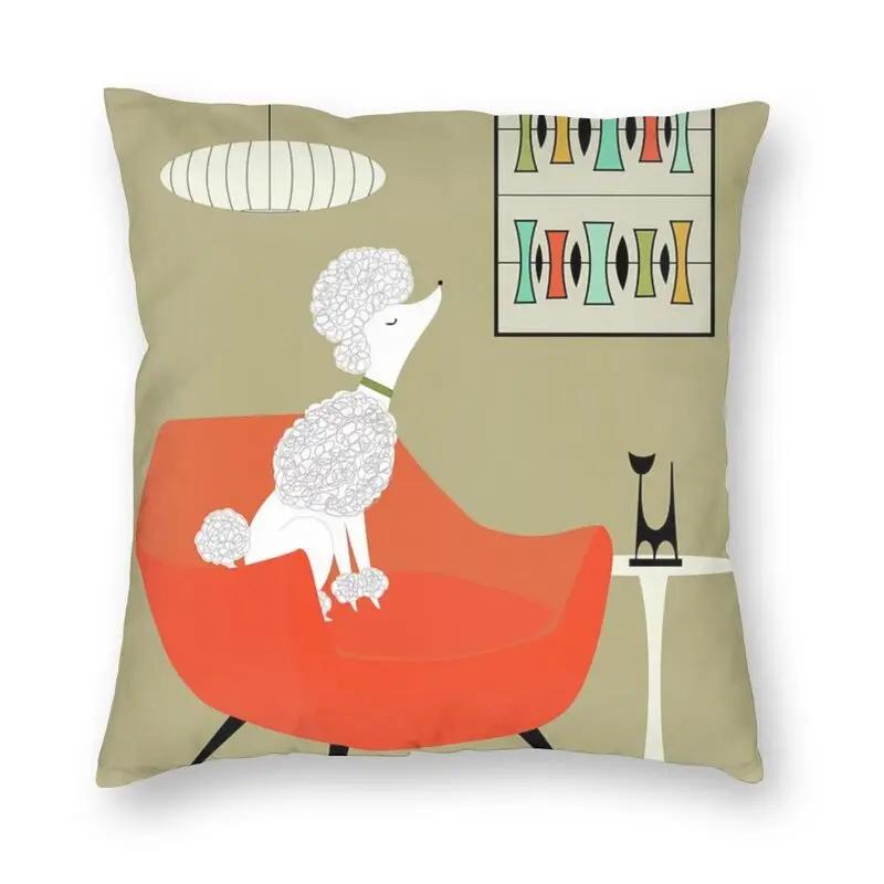 Pink Convertible Pillowcase White Poodle Home Decor Dog Lover Sofa Cushion Cover Living Room  Bedroom