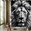 Lion motif digital print shower curtain