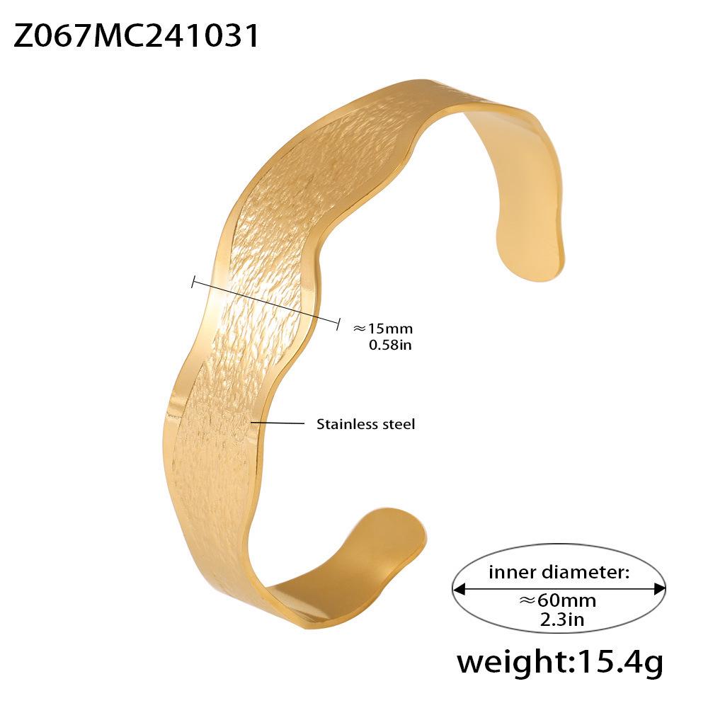 Qiong Yao 18K Gold-Plated Stainless Steel Wavy Open Cuff Bracelet