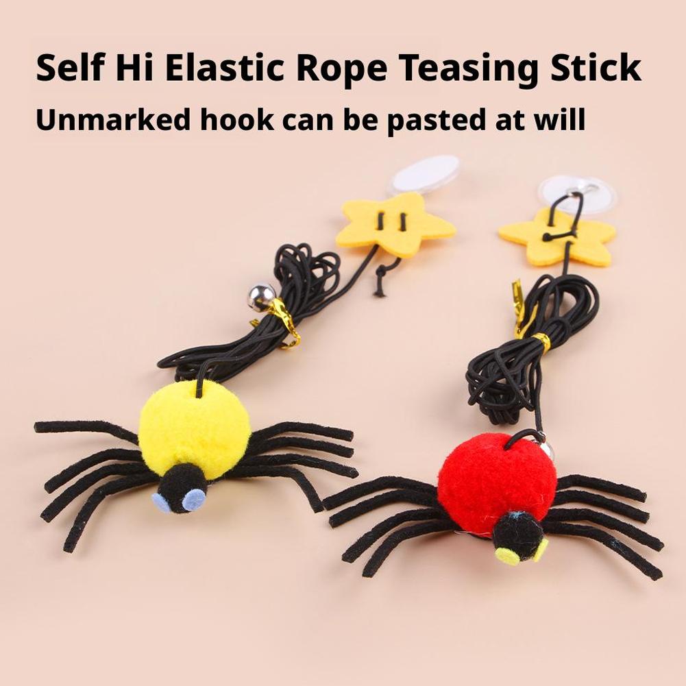 Cat Pet Toy Hanging Door To Relieve Depression Swinging Hanging Elastic Rope Feather Playing Stick Bell Spider Pet Toy for Cat
