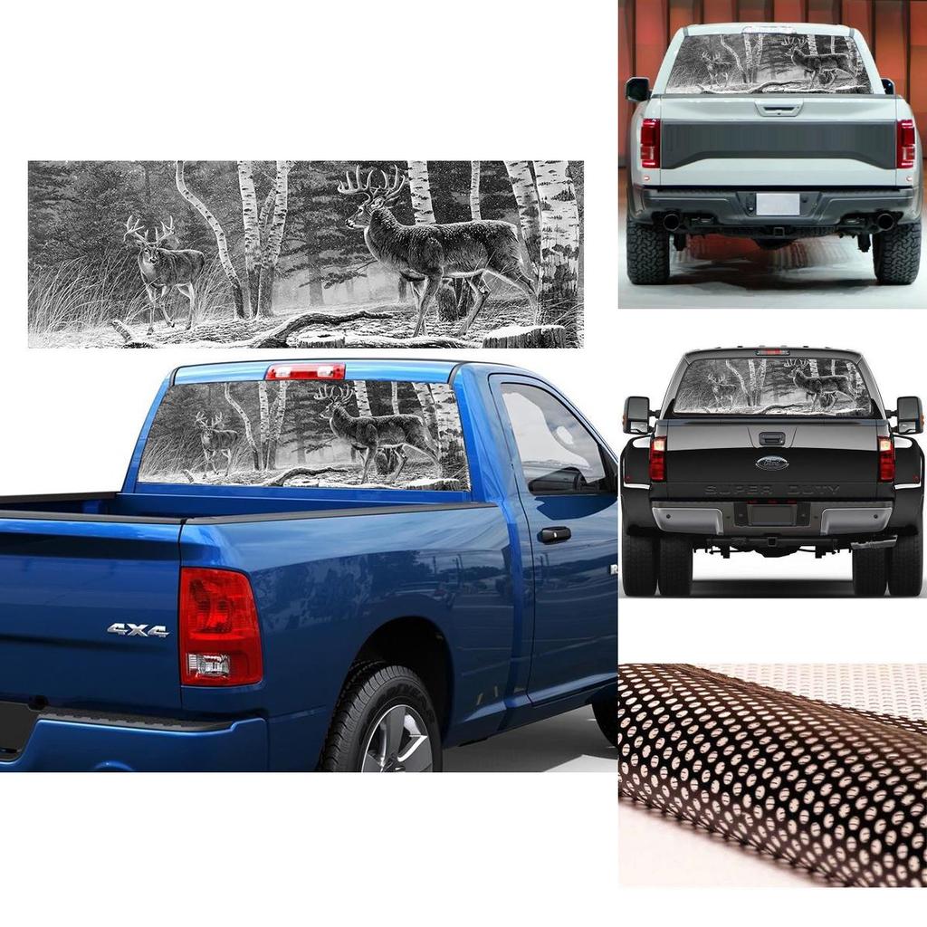 Für LKW Heckscheibe Wald Hirsch Autoaufkleber Grafiken Perforiert
