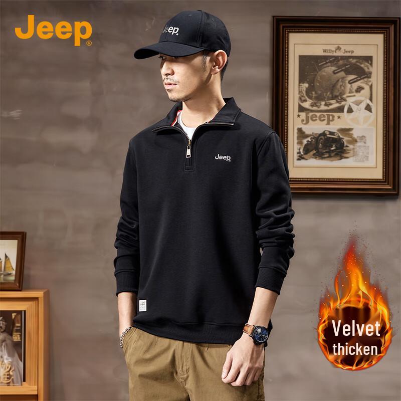 

JEEP Men s Fleece Lined Half-Zip Polo Sweatshirt XL